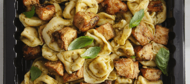 An image of a tray of home delivery tortellini with chicken